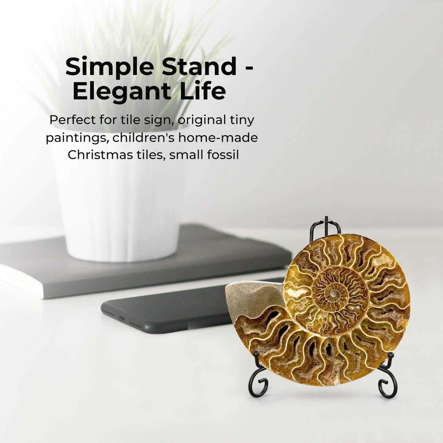 TR-LIFE Plate Stands for Display - 4 Inch Plate Holder Display Stand + Metal Easel Stand for Picture Frame, Decorative Plates, Book, Photo, Collectibles (2 Pack)