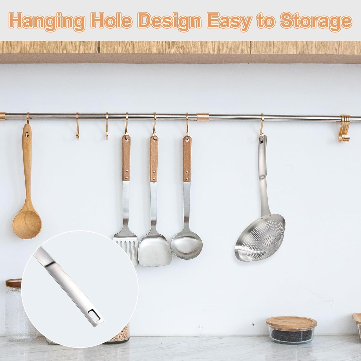 Skimmer Ladle Spoon 304 Stainless Steel Skimmer 14.5 ln for Cooking Frying Skimming Colander/Strainer Stainless Steel Kitchen Tools