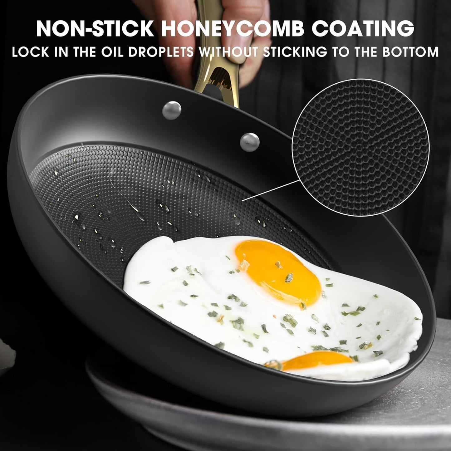 imarku Non Stick Frying Pans, 3 Pieces - 8 Inch, 10 Inch and 12 Inch Frying Pan, Professional Frying Pans Nonstick, Cast Iron Skillets, Nonstick Frying Pan with Stay Cool Handle, Best Birthday Gifts