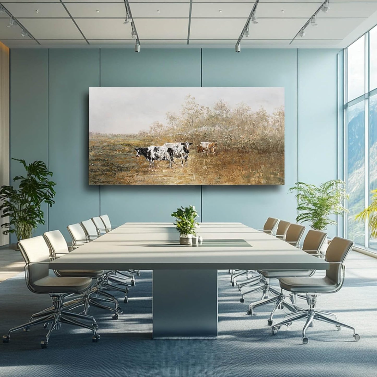 Farmhouse Wall Art For Living Room Canvas Wall Decor Cow Arts Rustic Artwork White Poster Prints Bedroom Pictures for Home Office 29"x58"