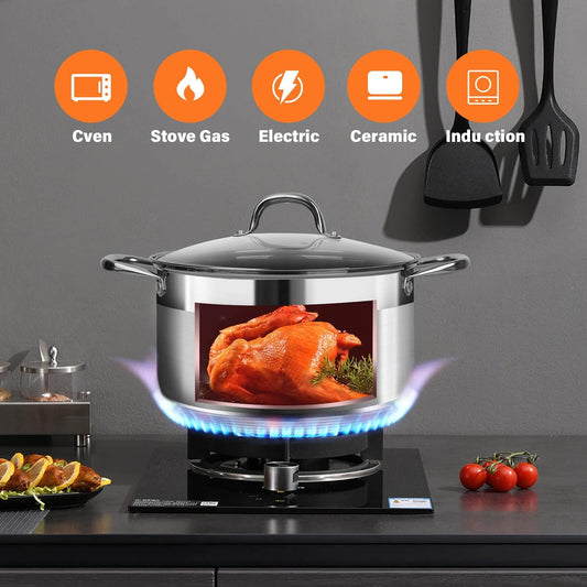 Stainless Steel Stock pot-10 Quart pot-Stockpots with Lid -Soup Pot-Induction Pot-Cookware-Cooking Pot-crock pot