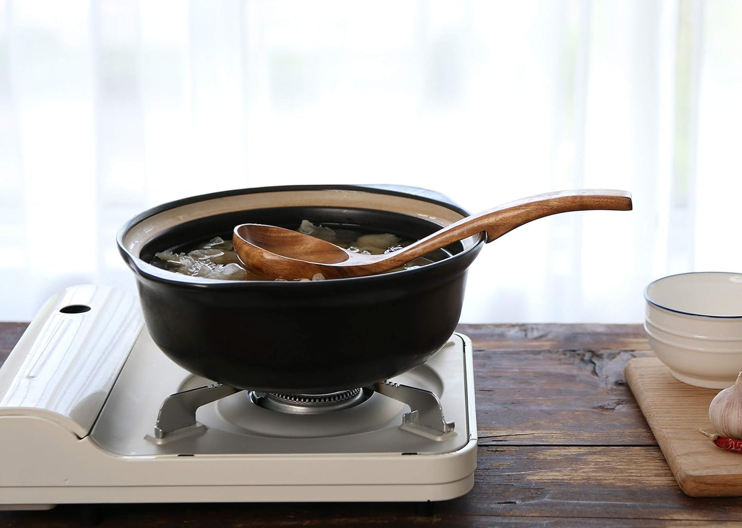 Wooden Spoons for Cooking, 3Pcs Wooden Ladle for Soup, Non-Stick Wooden Spoon, Natural Teak Wood Cooking Spoons, Kitchen Utensils set