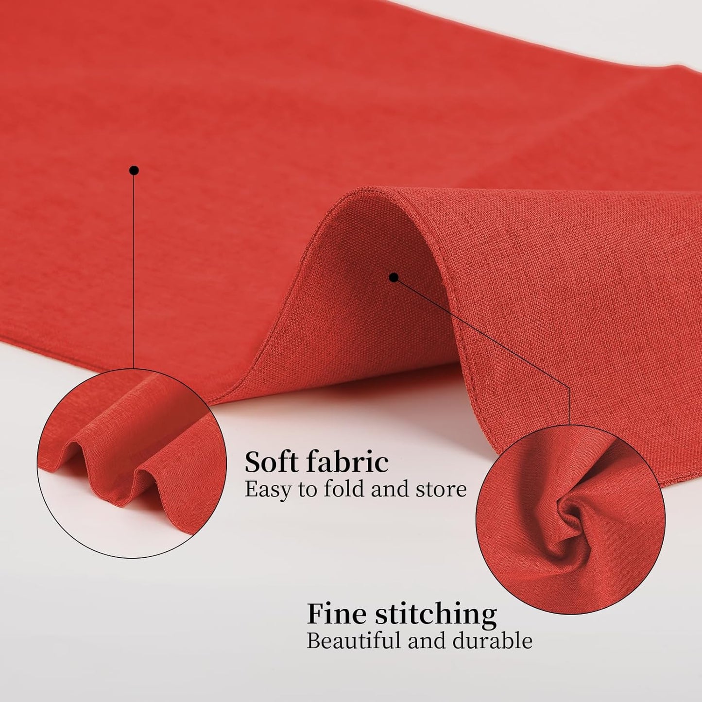 Placemats Set of 6 Linen Type Fabric Cloth Placemats, 19 x 13 Inch Double Layered Thick Wrinkle Free Heat Resistant Table Place, for Dining, Kitchen, Party (Red, 48 * 33cm)