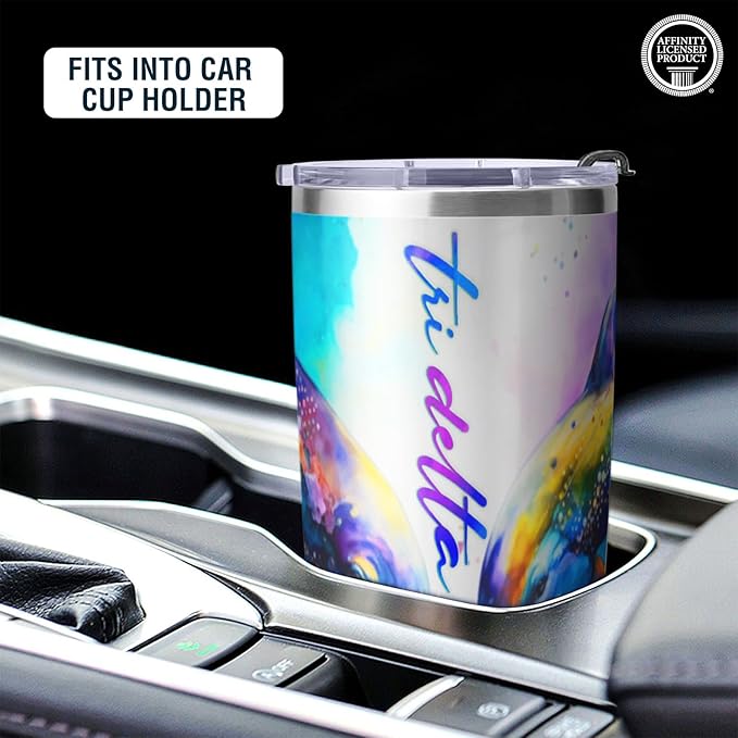 Tri Delta Sorority Paraphernalia - Official Vendor - 20 oz Stainless Steel Insulated Sublimation Tumblers - Dolphins Rainbow