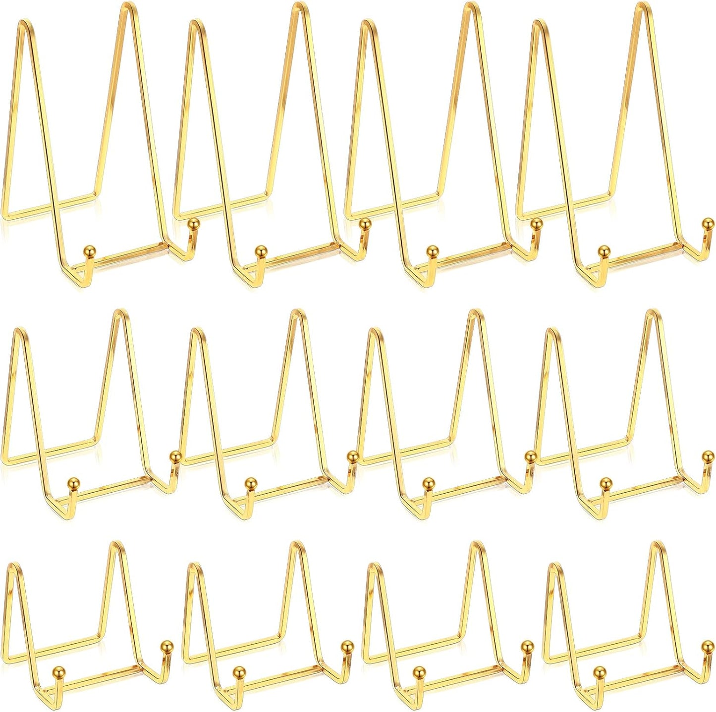 Kenning 12 Pieces Gold Plate Holder Easel Display Stand Metal Book Display Stand Tabletop Picture Frame Holder Photo Square Iron Easel Decorative for Kitchen Office Room Tabletop(3 Sizes)