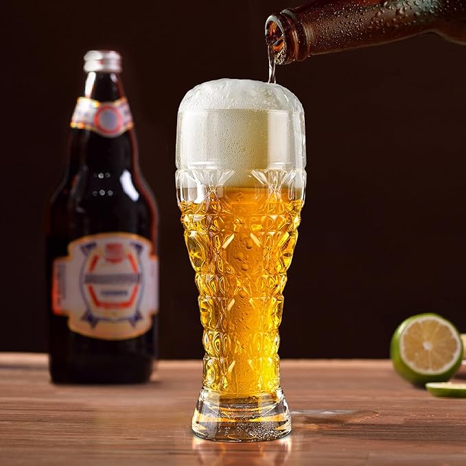 Beer Glasses Set of 2,17 oz Glasses Drinking Set, Craft Beer Glasses for Freezer Supply Aroma Retention, Tall Beer Cups, Mugs and Glassware Gifts for Men