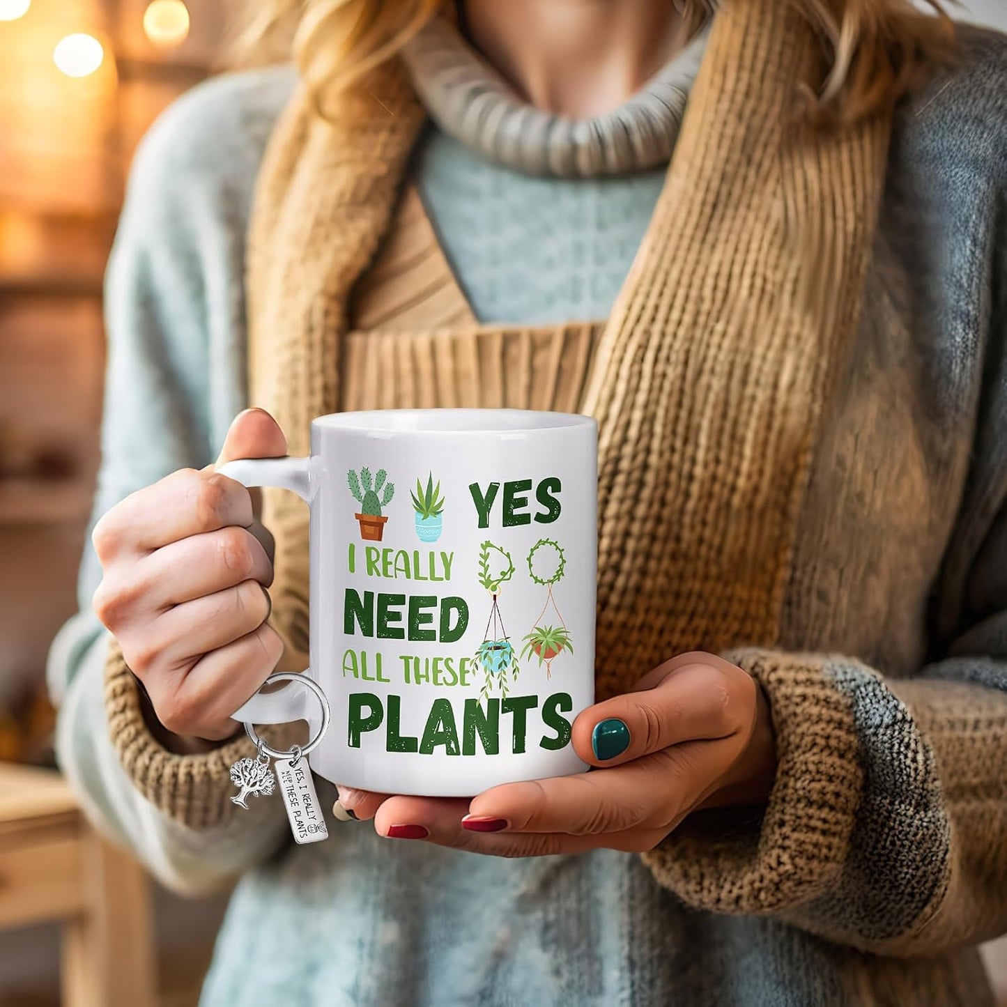 NOVWANG Plant Lover Coffee Mug, 11oz Gardening Gift With Keychain - Christmas & Mothers Day Gift