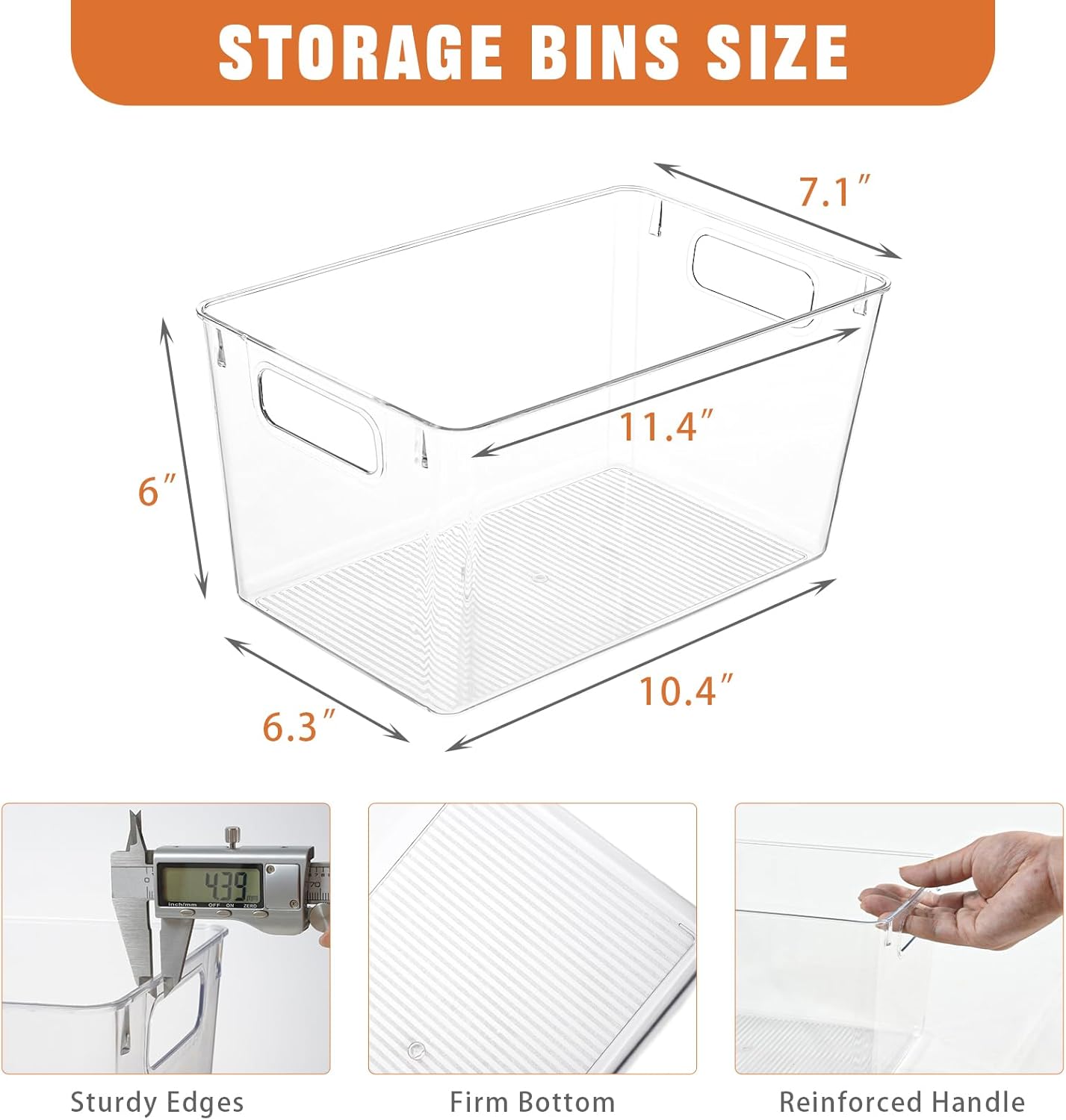 12 Pack Large Clear Plastic Storage Bins,Plastic Containers with Handle for Pantry Organizer and Storage,Perfect for Kitchen,Fridge,Cabinet, Closet,Bathroom Under Sink Storage