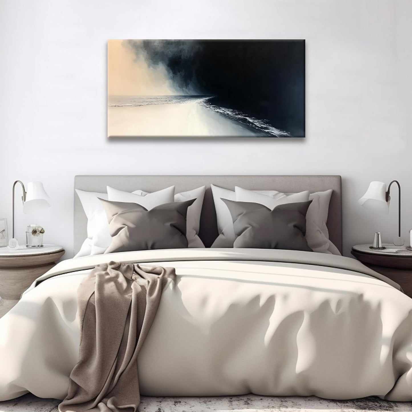 Tsomzxng Black And White Abstract Wall Art Modern Minimalist Canvas Art Wall Decor Print Picture Abstract Wall Decor Painting Picture For Bedroom Office Home Wall Decoration 20 X 40 In