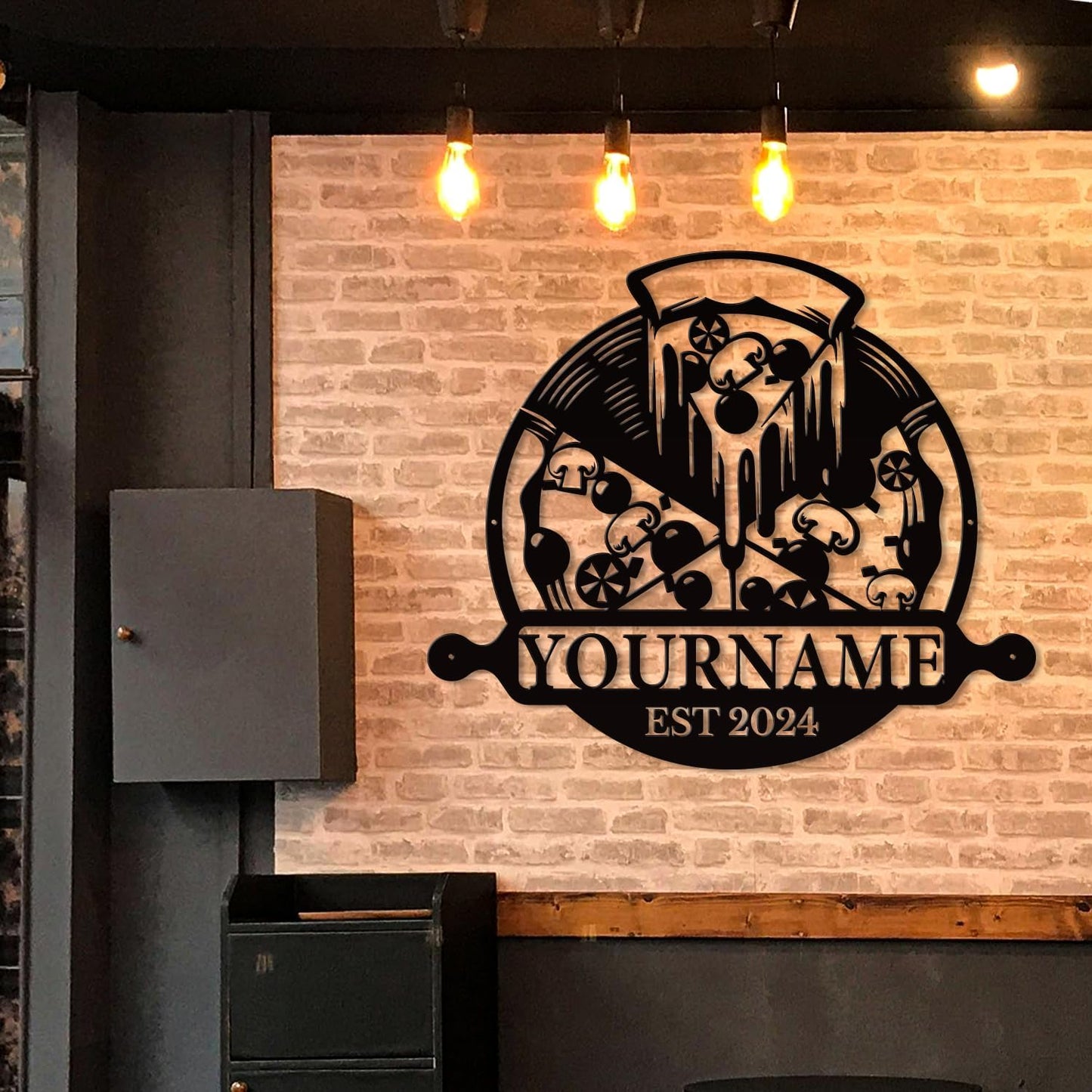 magilab Personalized Pizza Metal Sign, Custom Kitchen Wall Decor for Home & Outdoor, Food Lover Gift (Style A)