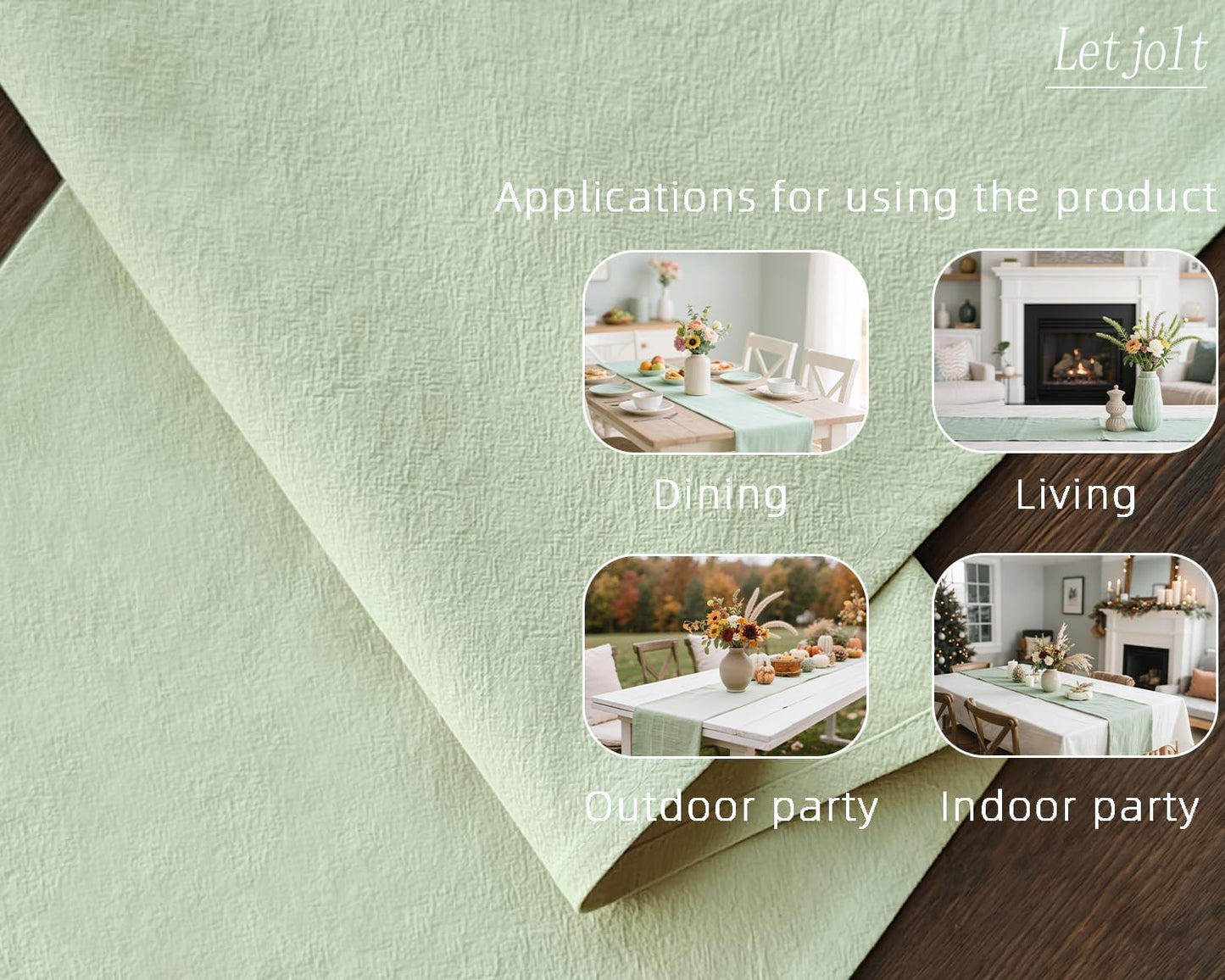 Letjolt Sage Green Table Runner 72 Inches Rustic Farmhouse Table Runner Cotton Runner Plain Table Decor