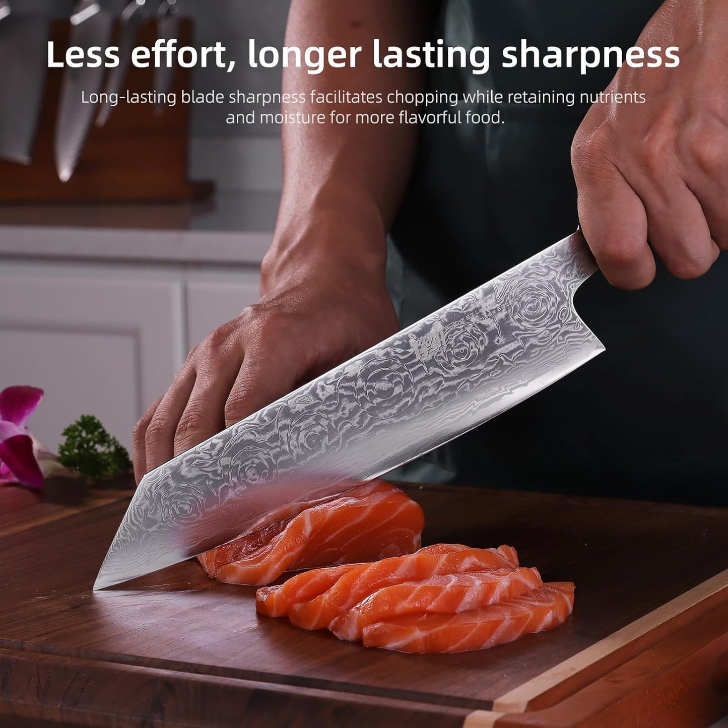 FINDKING 9 inch Japanese Kiritsuke Knife, Sharp Cuchillos Japoneses, Damascus Kitchen Knife for Professional & Home Chefs (BLACK-ROSE Series)