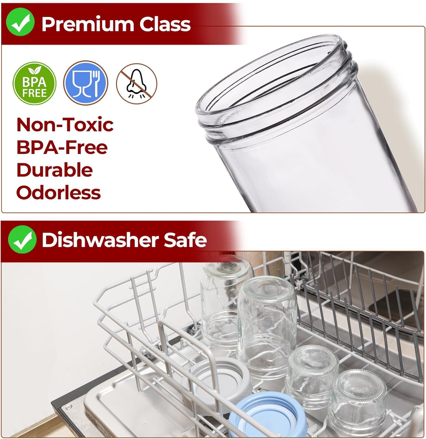 2 Pack 16 OZ Overnight Oats Containers with Lids, Dual-Layer Glass Meal Prep with Dry and Wet Separation, Airtight Food Jars for Oatmeal Yogurt Parfait Cups Cereal Nut Fruit (Mixed color 1)