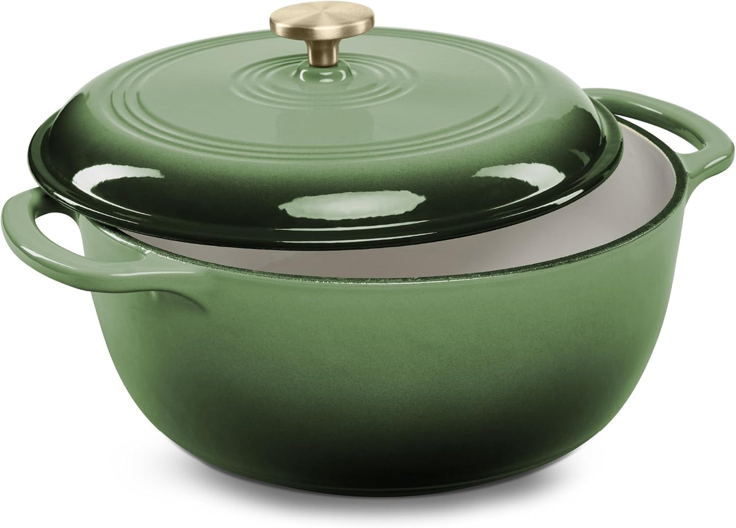 Best Choice Products 6 Quart Enamel Cast-Iron Round Dutch Oven, Family Style Heavy-Duty Pre-Seasoned Cookware for Home, Kitchen, Dining Room, Oven Safe w/Lid, Dual Handles - Deep Olive Green