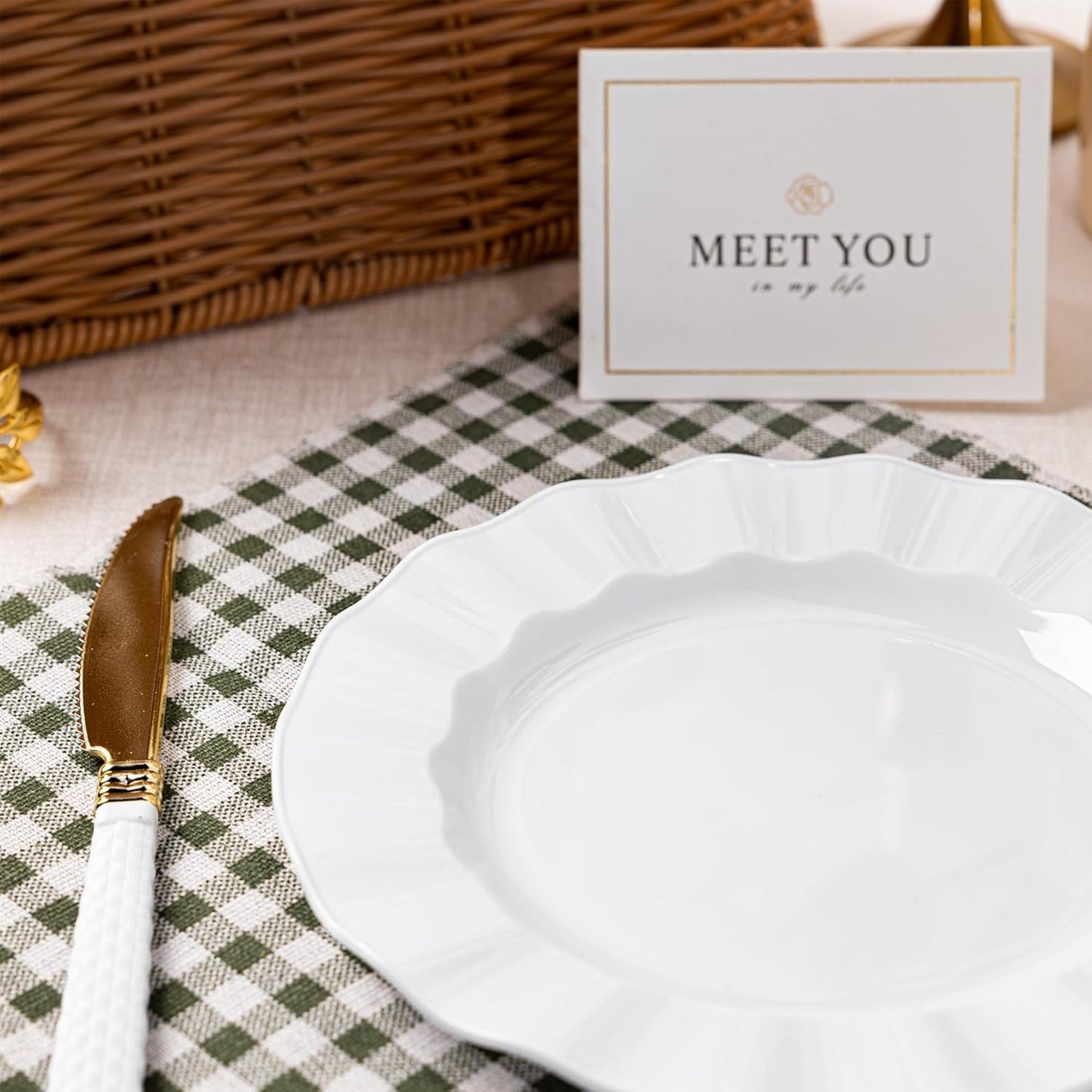 72 Pack White Plastic Plates, 7" Disposable Wave Salad/Dessert Plates Elegant Heavy Duty Plate for Party, Wedding, Thanksgiving, Christmas