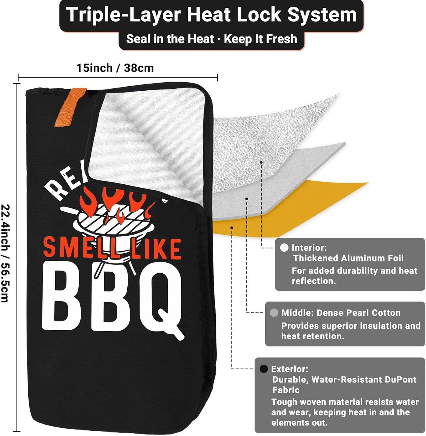 21in Brisket Blanket & Meat Resting Bag – Insulated BBQ Blanket for Resting Meat | Heavy-Duty Smoker Accessory for Brisket, Pork Shoulder, Smoked Turkey | BBQ Gifts for Men & Meat Lovers