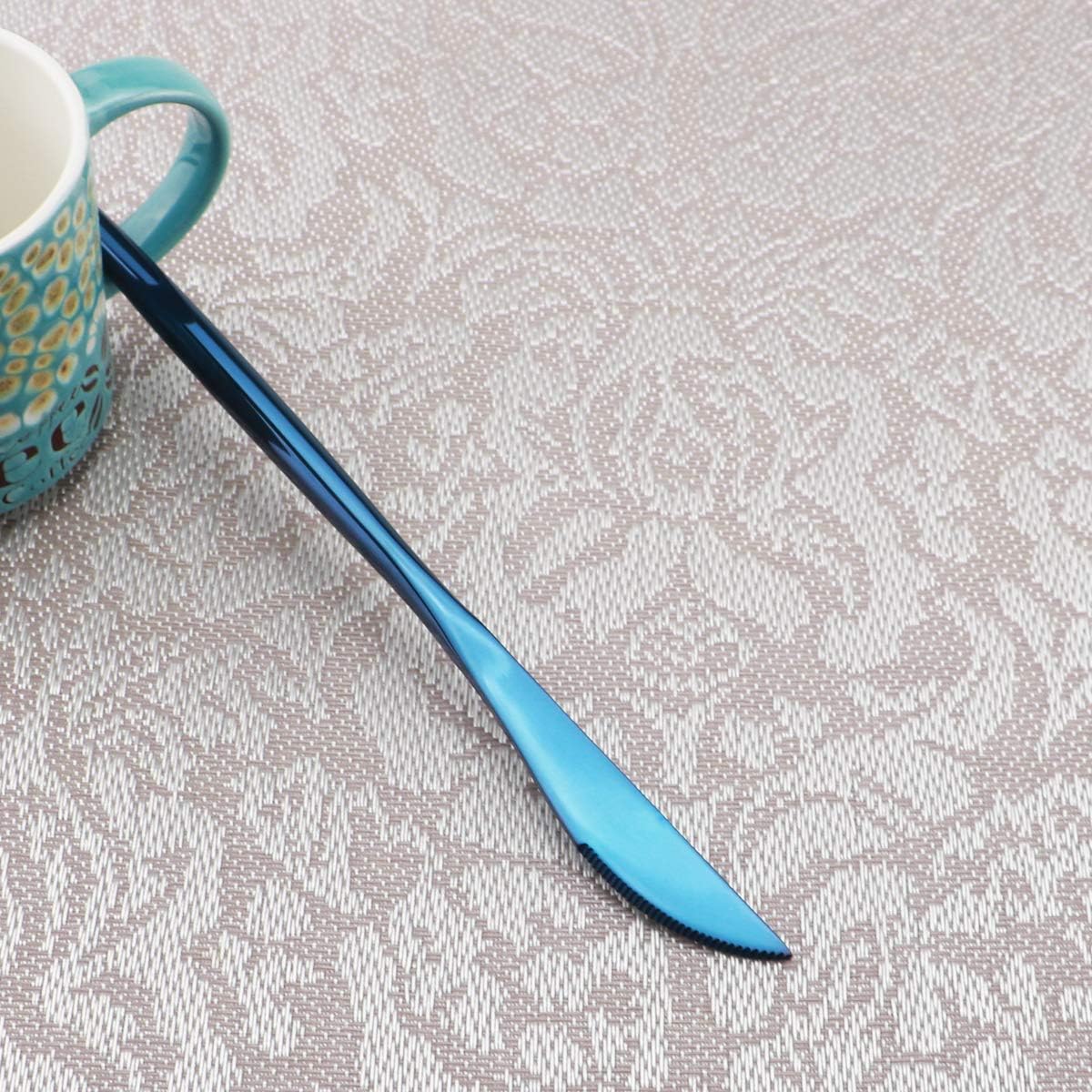 Gugrida Portable Silverware Set - 5-Piece Flatware Cutlery Set - 18/10 Stainless Steel - Mirror Polishing Blue - Travel Elegant Modern Utensils - Service for 1 Include Steak Knife Dinner Fork Spoon