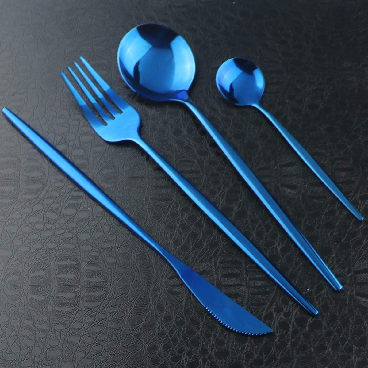 Gugrida 40-Piece Silverware Set 18/10 Stainless Steel Reusable Utensils Forks Spoons Knives Set, Mirror Polished Cutlery Flatware Set, Great for Family Gatherings & Daily Use (Service for 10, Blue)