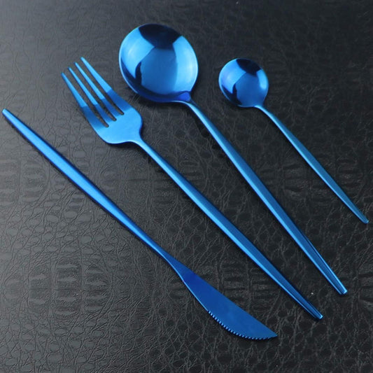 Gugrida 40-Piece Silverware Set 18/10 Stainless Steel Reusable Utensils Forks Spoons Knives Set, Mirror Polished Cutlery Flatware Set, Great for Family Gatherings & Daily Use (Service for 10, Blue)