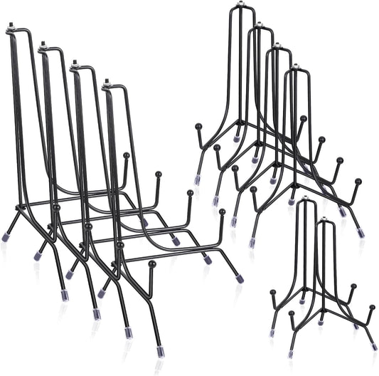 10 Pack Upgraded Plate Display Stands, 4 6 8 Inch Anti-Slip Iron Plate Holder, Compatible 3 to 12 Inch Decorative Plates, Photo Holder Stands, Book Display Stands and Artworks