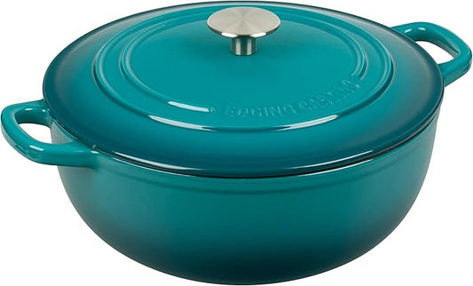 Enameled Cast Iron Dutch Oven Pot with Lid for Sourdough Bread Baking, Bread Dutch Ovens, Cooking Pots, 5 Quart, Darkcyan
