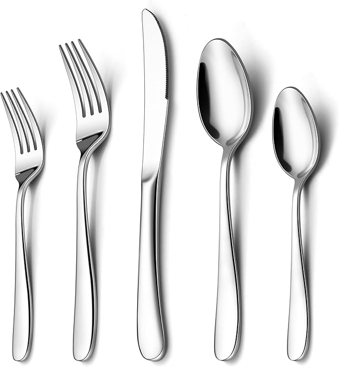 Onader 60 Piece Heavy Duty Silverware Cutlery Set for 12, Stainless Steel Flatware Set