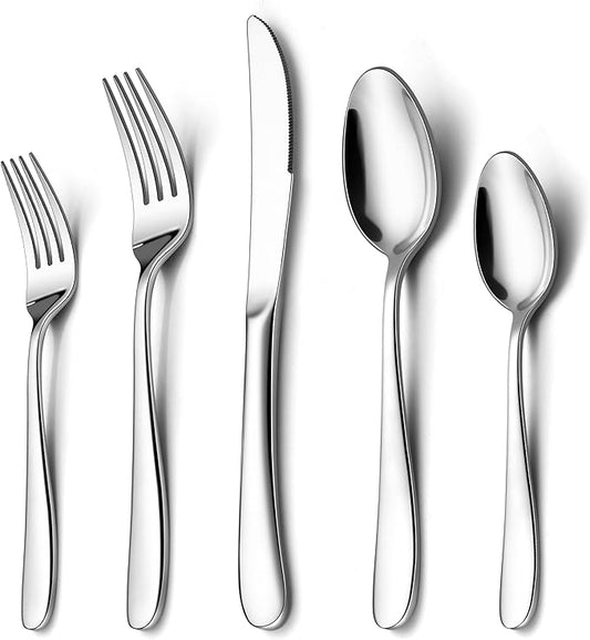 Onader 60 Piece Heavy Duty Silverware Cutlery Set for 12, Stainless Steel Flatware Set