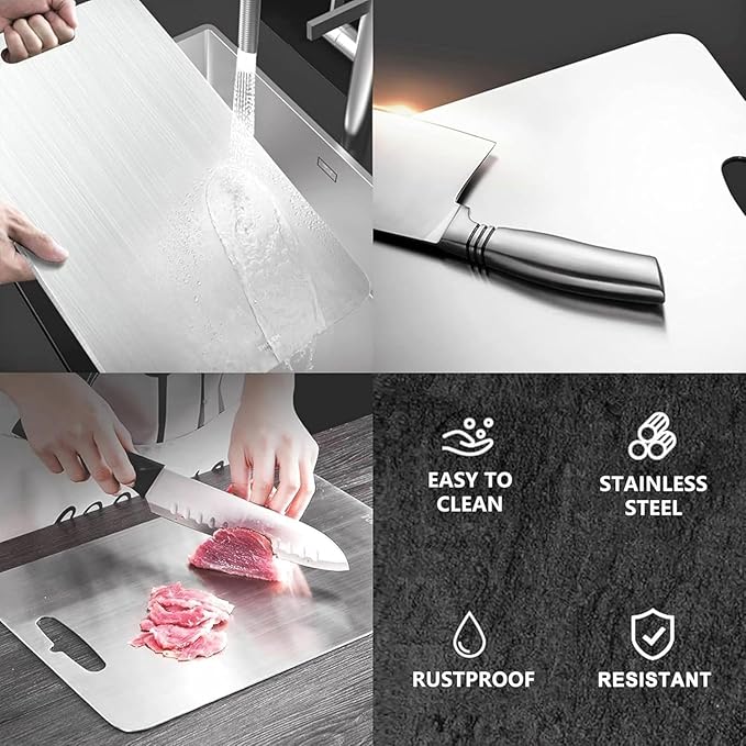 Premium Pure Titanium Cutting Board for Kitchen New Upgrade Double Sided Dust-free Cutting Board,Hygiene Durable Dishwasher Chopping Board for Meat, Vegetables & Fruits (S - 1Pack)