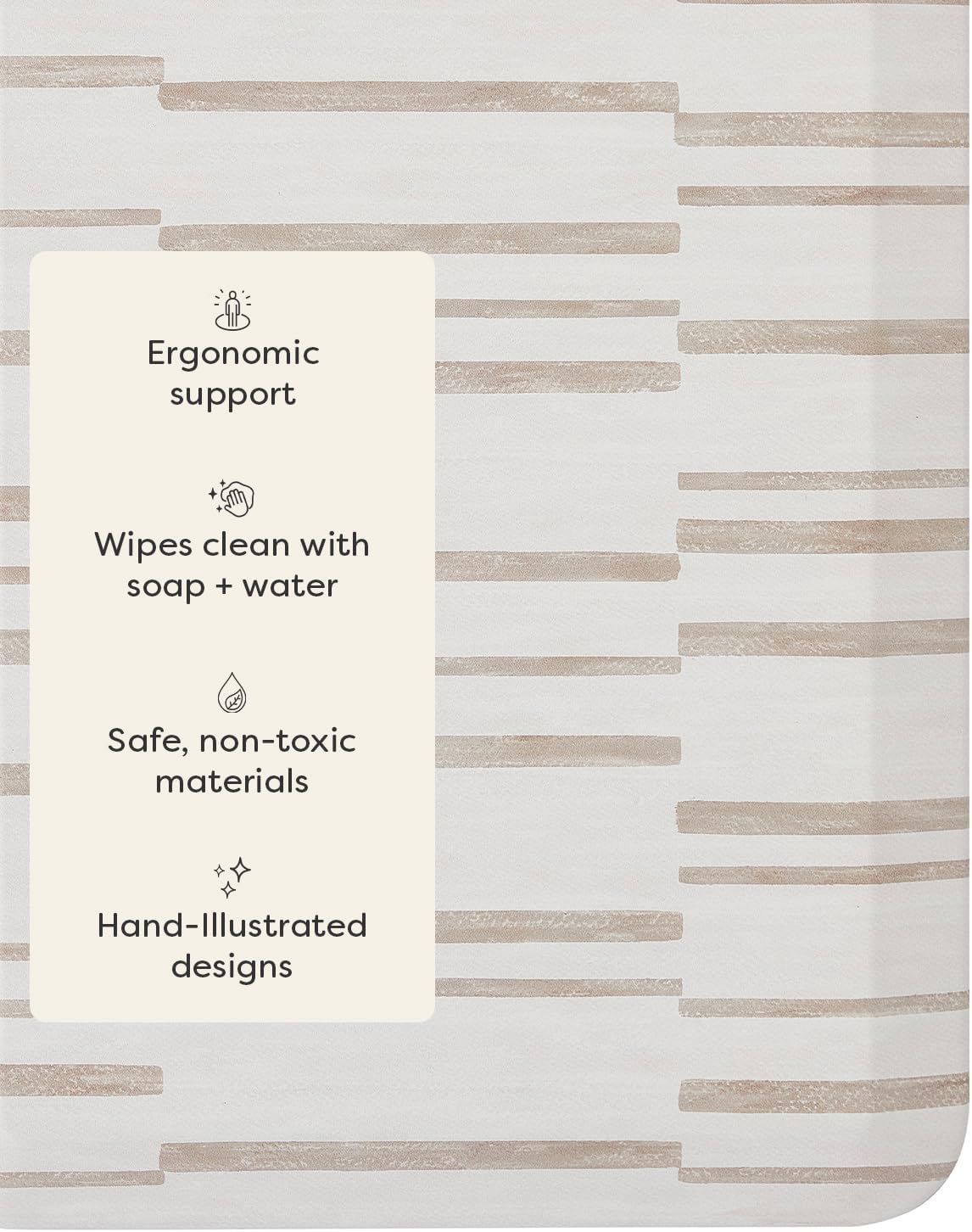 House of Noa Nama Standing Mat – Anti-Fatigue Cushioned Kitchen Mats for Floor | Ergonomic Bounce-Back Foam Kitchen Mats | Anti-Fatigue Mats for Kitchen & Standing | Nara Stripe Natural | 30" x 108"