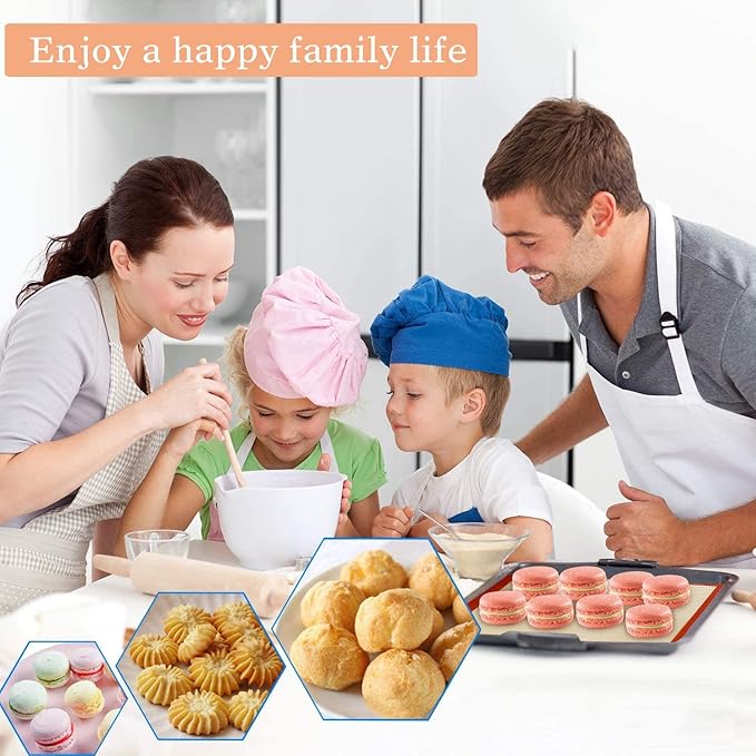 Silicone Baking Mats Set of 4, Non Stick Reusable Silicone Liners for 11" x17" Half Sheet and 8" x 12" Quarter Sheet for Baking Macaron/Cookie/Bread/Pastry