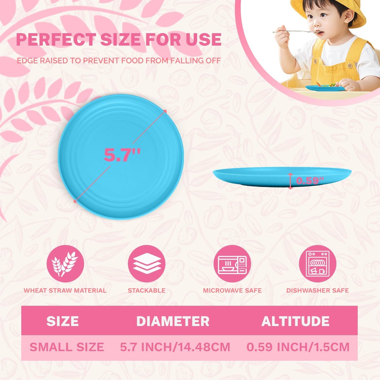 Homienly Dessert Plates Set of 8 Wheat Straw Mini Dinner Plates for Snack, Appetizer and Side Dish (Island Series)