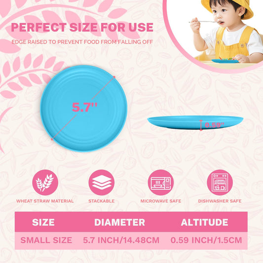 Homienly Dessert Plates Set of 8 Wheat Straw Mini Dinner Plates for Snack, Appetizer and Side Dish (Island Series)