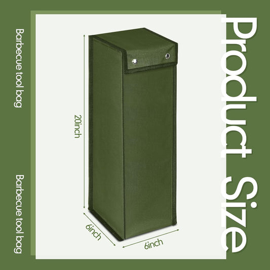 Amylove Grill Utensil Storage Bag BBQ Tool Storage Bags Barbecue Hardware Tool BBQ Utensil Holder Pouch Oxford Cloth Accessory Foldable for Camping Hiking(2 Pcs,Army Green)