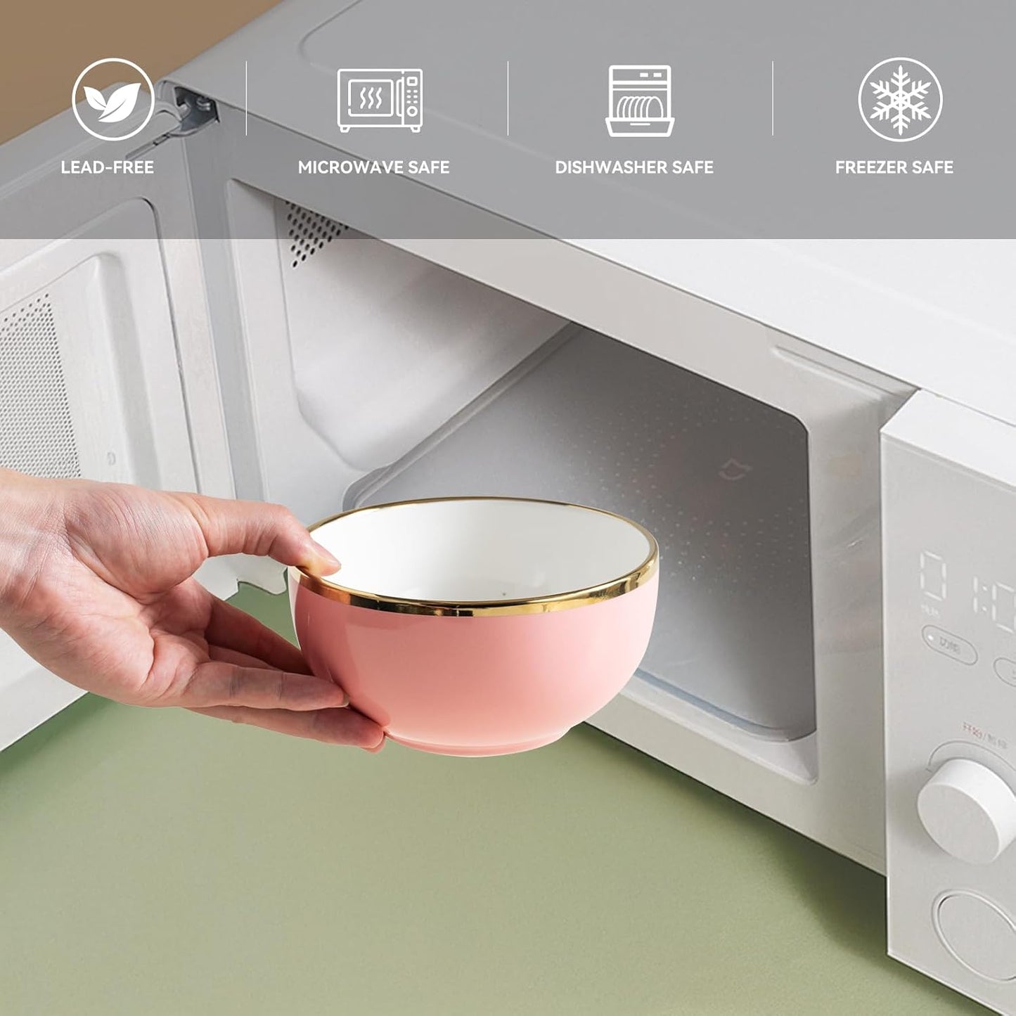 Pink Dinnerware Sets for 4 Ceramic, 16-Piece Luxury Plates and Bowls Sets with Gold Rim, Modern Dish Set for Wedding Christmas Anniversary, Crack Resistant | Dishwasher & Freezer Safe