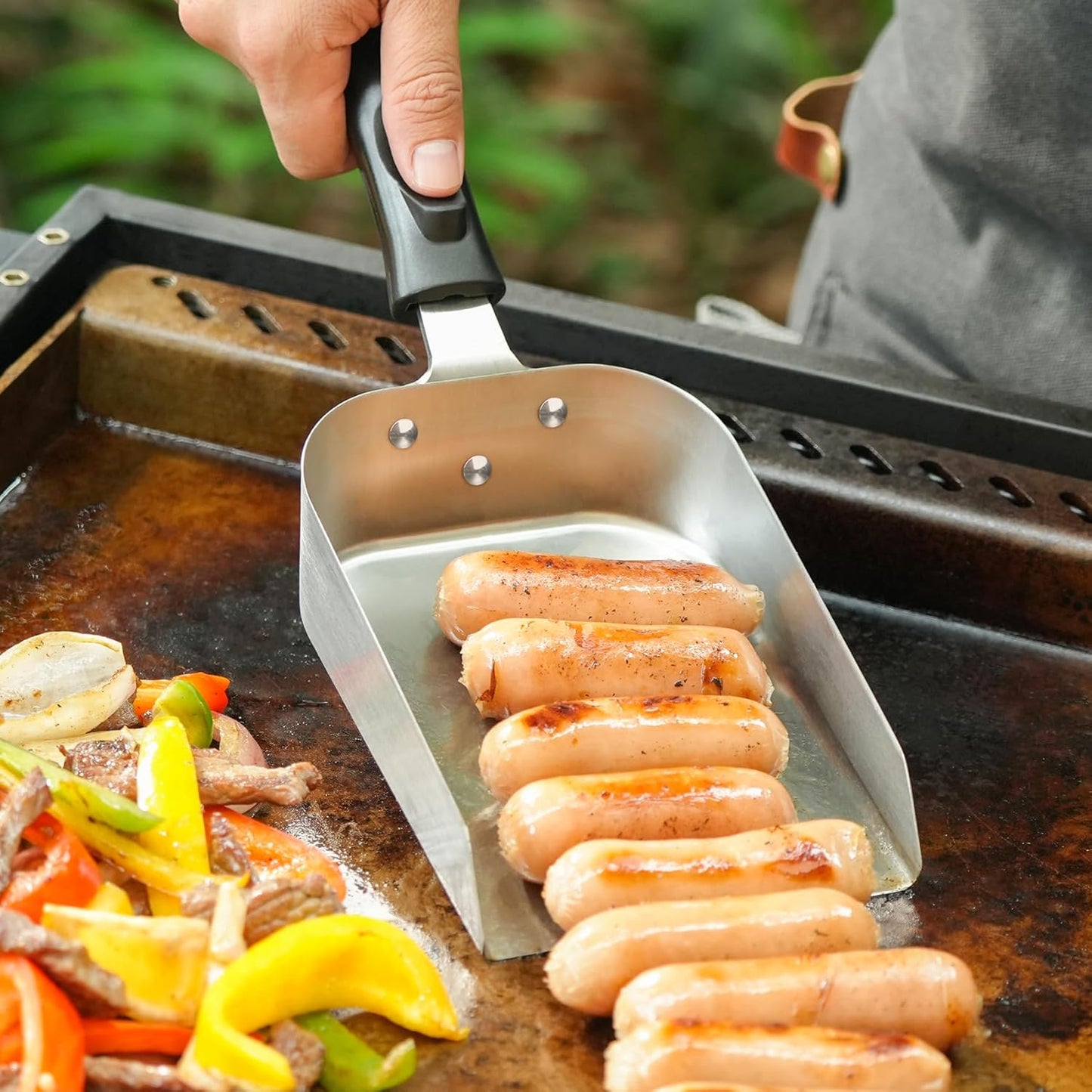 onlyfire Stainless Steel Food Mover for Flat Top, Multi-Purpose Grill Scoop Griddle Spatula Smash Burger Food Shovel for Stiring Fry, Cooking and Moving Food, Grilling Tool BBQ Accessories, 5“ ﻿