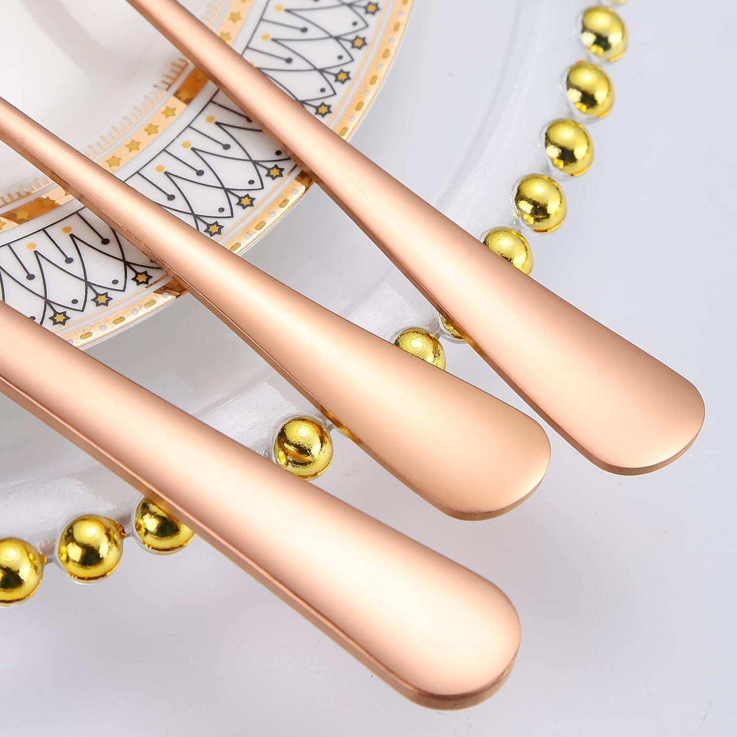 Copper Cutlery Modern Rose Gold Silverware Set Stainless Steel Flatware 60 Pieces Service 12 People for Home Restaurant Kitchen Utensils Parties