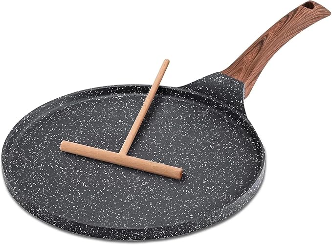 Nonstick Crepe Pan Set, 5 Piece Set Kitchen Pancake Grill Pan, 8 Inch Granite Coating Flat Skillet Tawa Dosa Tortilla Pans, Pizza Pans, Fry-Pan Compatible with All Stovetops (8 Inch)