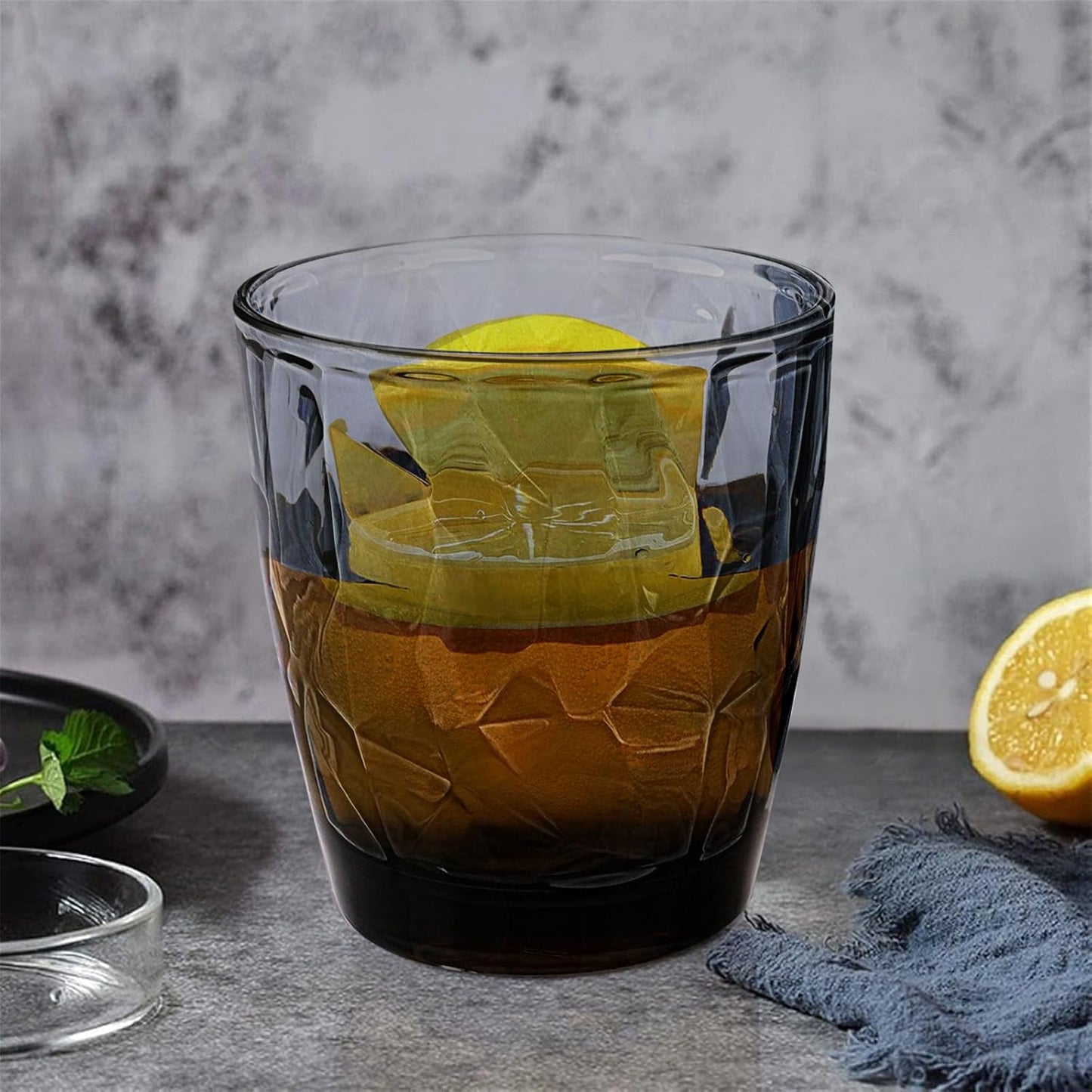 Glasses Drinking Set of 4, 12oz Vintage Drinking Glasses, Drinking Glasses for Cocktail, Beer, Wine, Whiskey, Water & Juice Drinkware (Gray-blue)