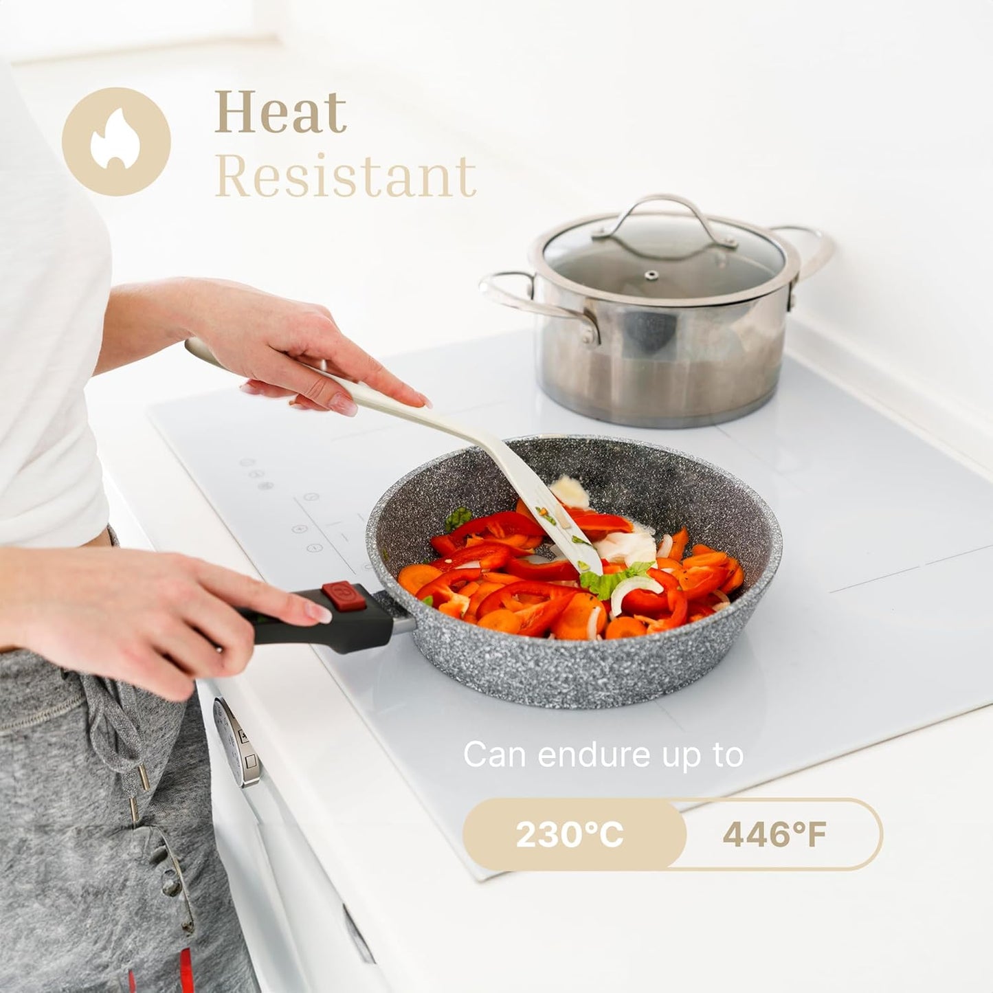 Silicone Slotted Turner Set – 2-Piece Set of Turner Spatulas for Eggs and Pancakes – Kitchen Tools and Accessories with Comfortable Handles, Heat-Resistant Utensils for Cooking & Baking – Cream