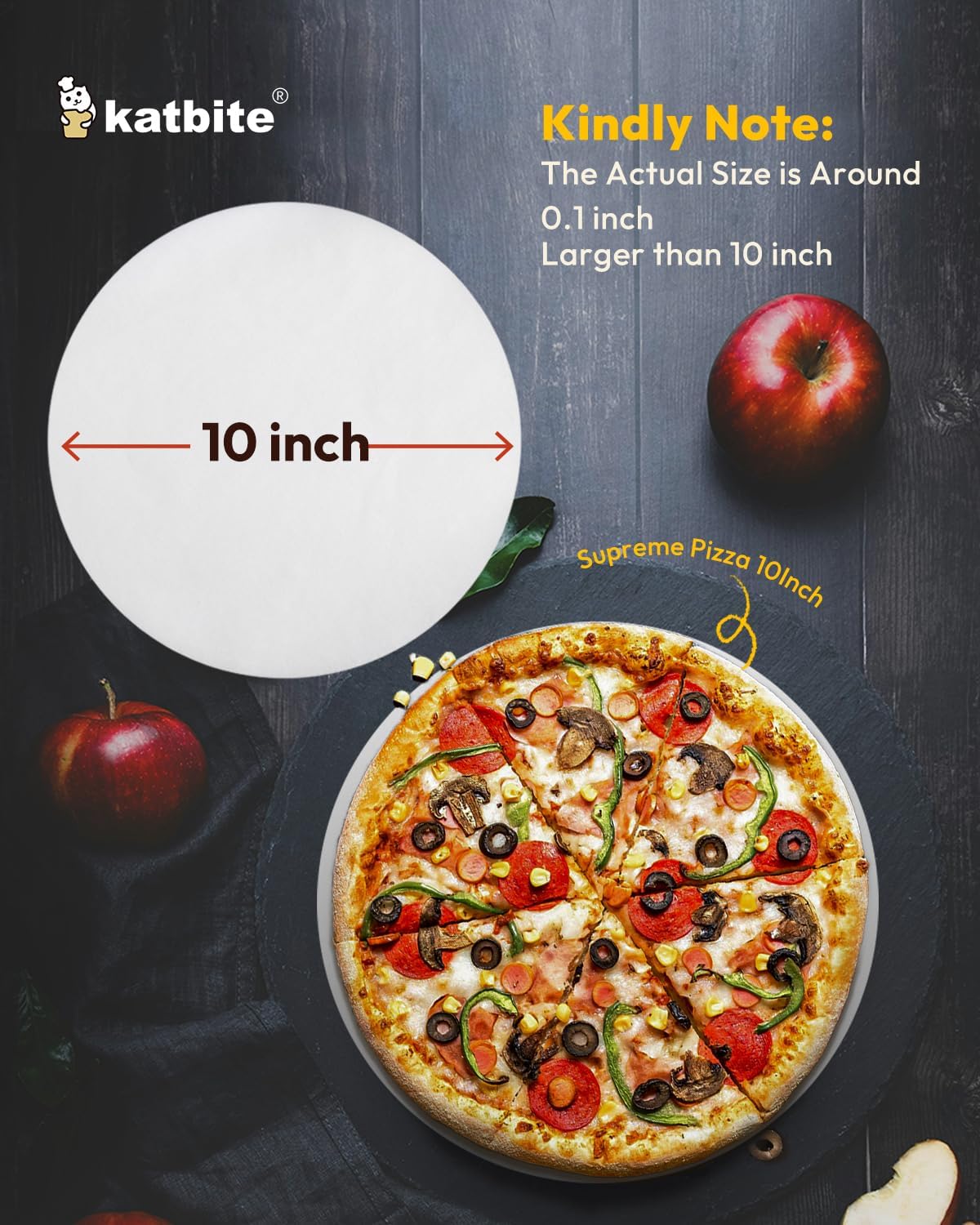 Katbite 10 Inch Parchment Paper Rounds, 400Pcs Round Parchment Paper for Cake Baking, Air Fryer Liners, Freezing, Tortilla Press(2 Pack of 200Pcs)