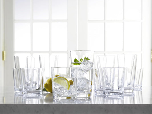 Glaver's Drinking Glasses Set of 8 Mixed Glassware Set, 4 Highballs 17 Oz., 4 Whiskey Glasses 13 Oz., Great For Cocktail Whisky and other Beverages. Dishwasher Safe.