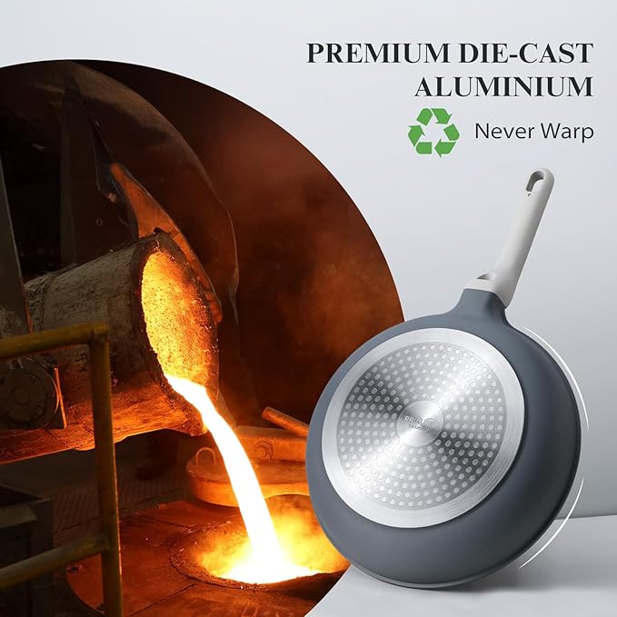 PRICUSIS Nonstick Ceramic Frying Pan with Lid, Non Toxic Skillet, Healthy Egg & Omelet & Chef's Pan, PTFE PFOA & PFAS Free, Induction Compatible (12Inch W/L)