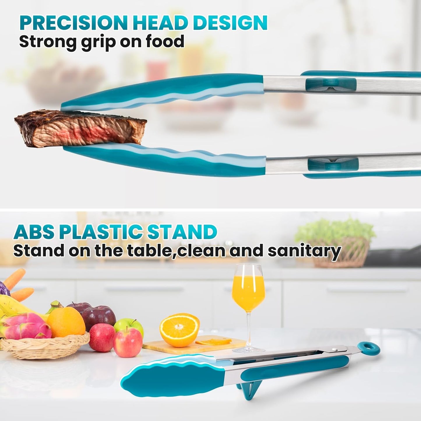 5-Pack Silicone Tongs for Cooking,Maywe Tanso 4PCS 13-Inch Kitchen Tongs with Silicone Tips,Nonstick Stainless Steel Tong for Steak Pie Pizza Pasta Spaghetti Salad BBQ Buffet,Plus Brush