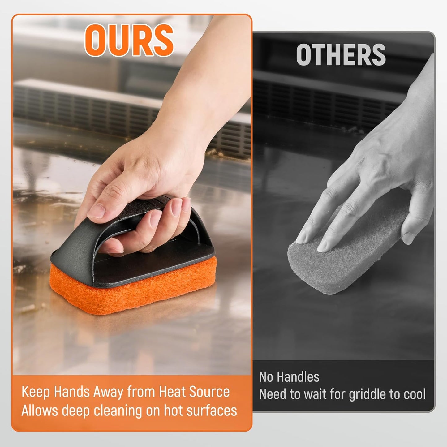 Griddle Cleaning Kit for Blackstone, Griddle Accessories with 8 Scouring Pads & 1 Handle, Multi-Functional Scrubber Pads, Easy to Use & Clean (9 PCS)