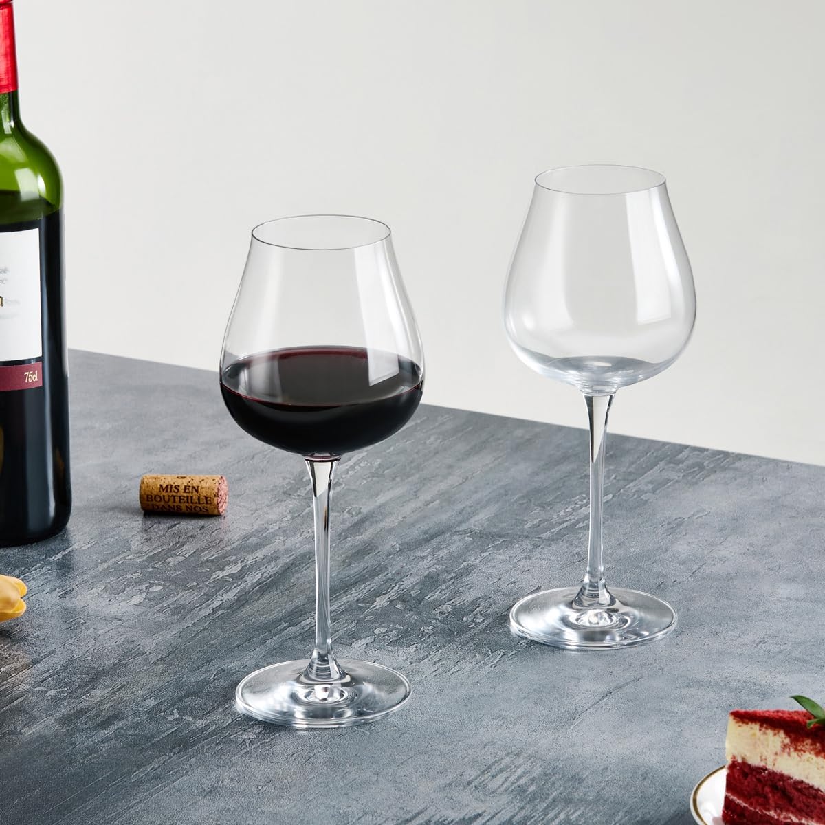 Wine Glasses Set of 2, 17.2 Oz Hand Blown Crystal Clear Glass, Long Stem Red/White Wine Glass with Wine Accessories and Gift Box - for Birthdays, Weddings, Party