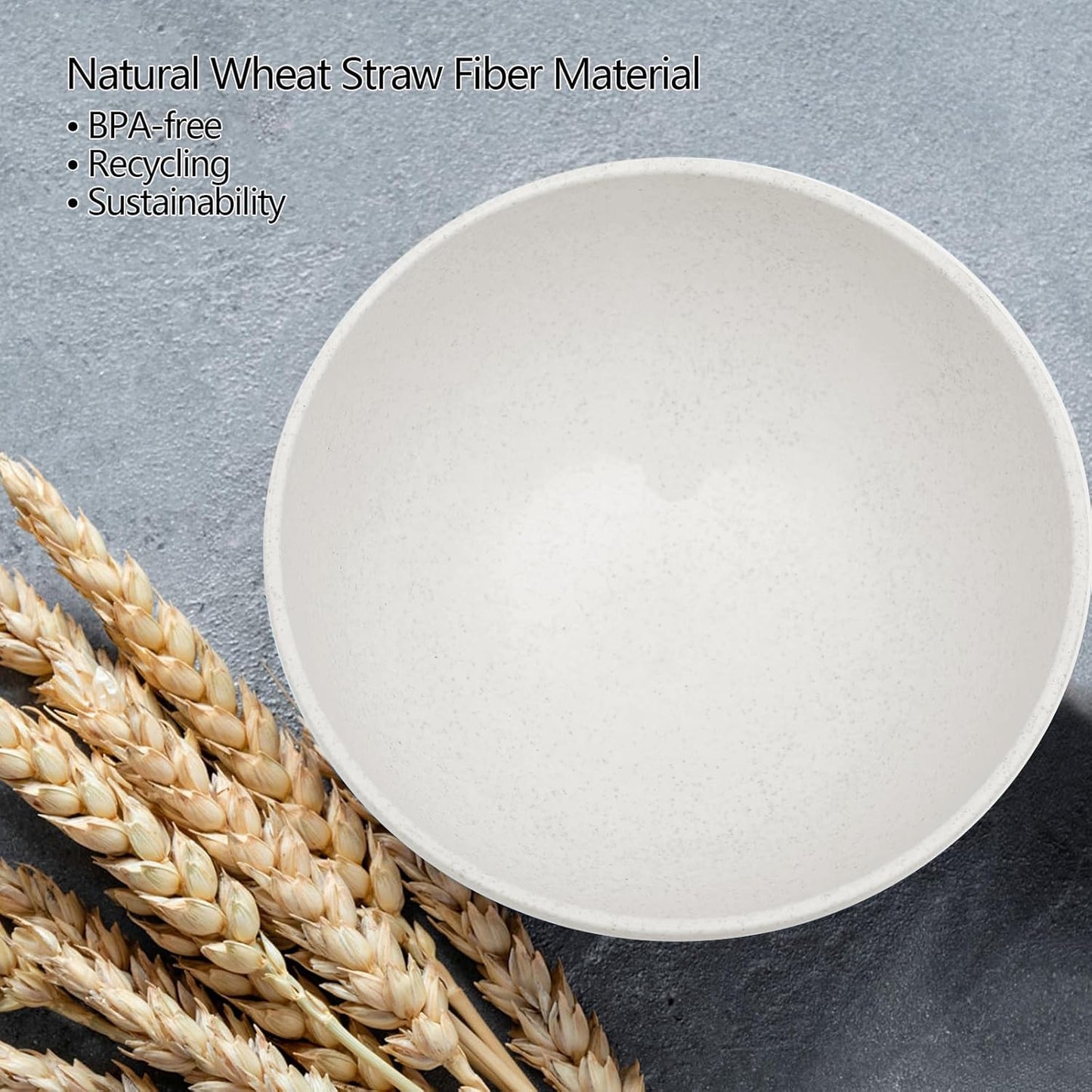 (Non Ceramic) 34 Ounce Cereal Bowls,Unbreakable Wheat Straw Fiber Bowl Set of 8, Microwave & Dishwasher Safe, Lightweight and Eco-Friendly Kitchen Bowls for Cereal, Salad, Soup, Snacks - BPA Free