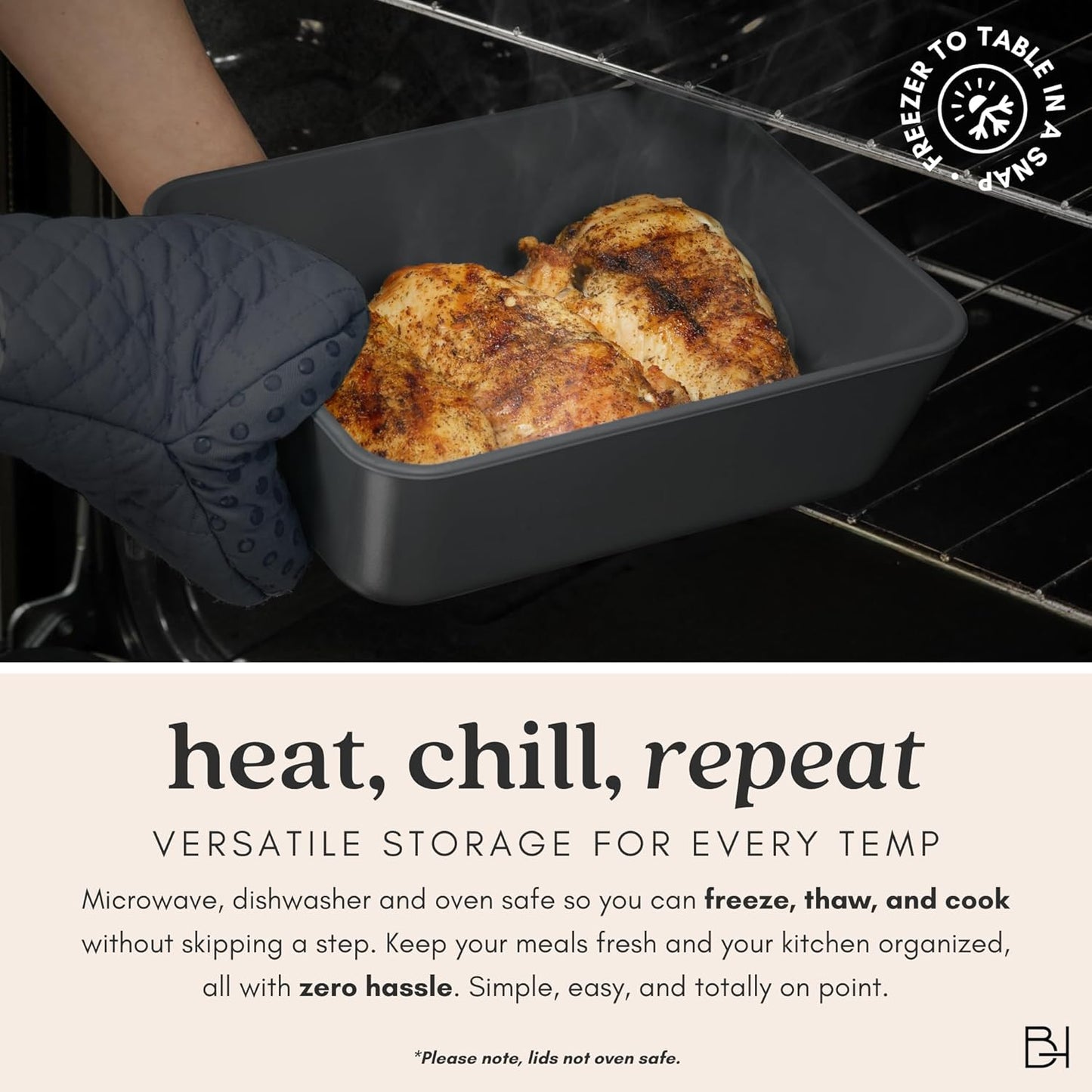 Ceramic Coated Glass Food Storage Containers | No PTFE, PFOA, PFAS, and BPA | Reusable Non Toxic Meal Prep Containers with Glass Lids | Easy To Store | 10 Piece Set [Onyx]