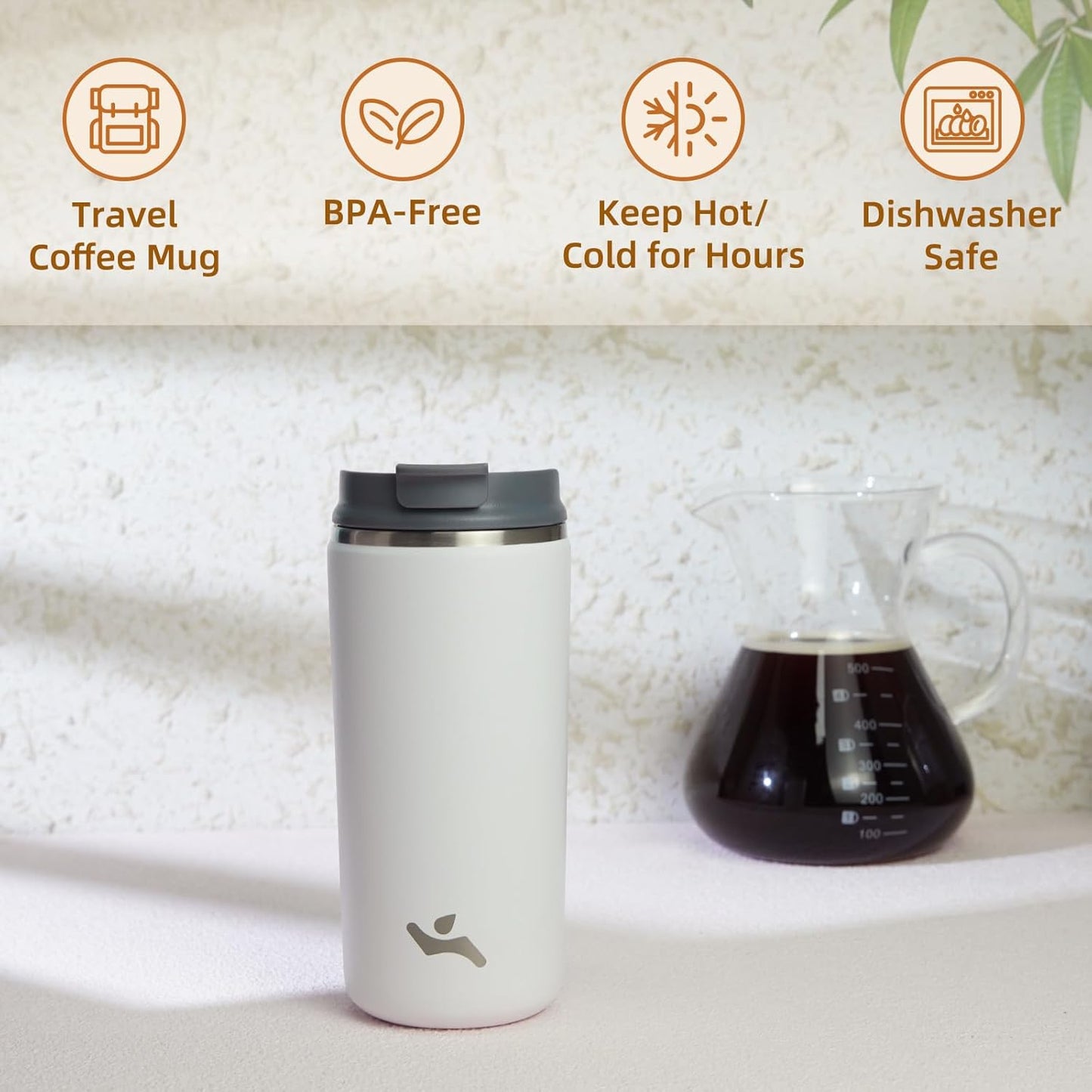 Tumbler with Lid, 12 oz Travel Coffee Mug Double Wall Vacuum Stainless Steel Thermal Metal Cup Insulated Water Bottle,Beige