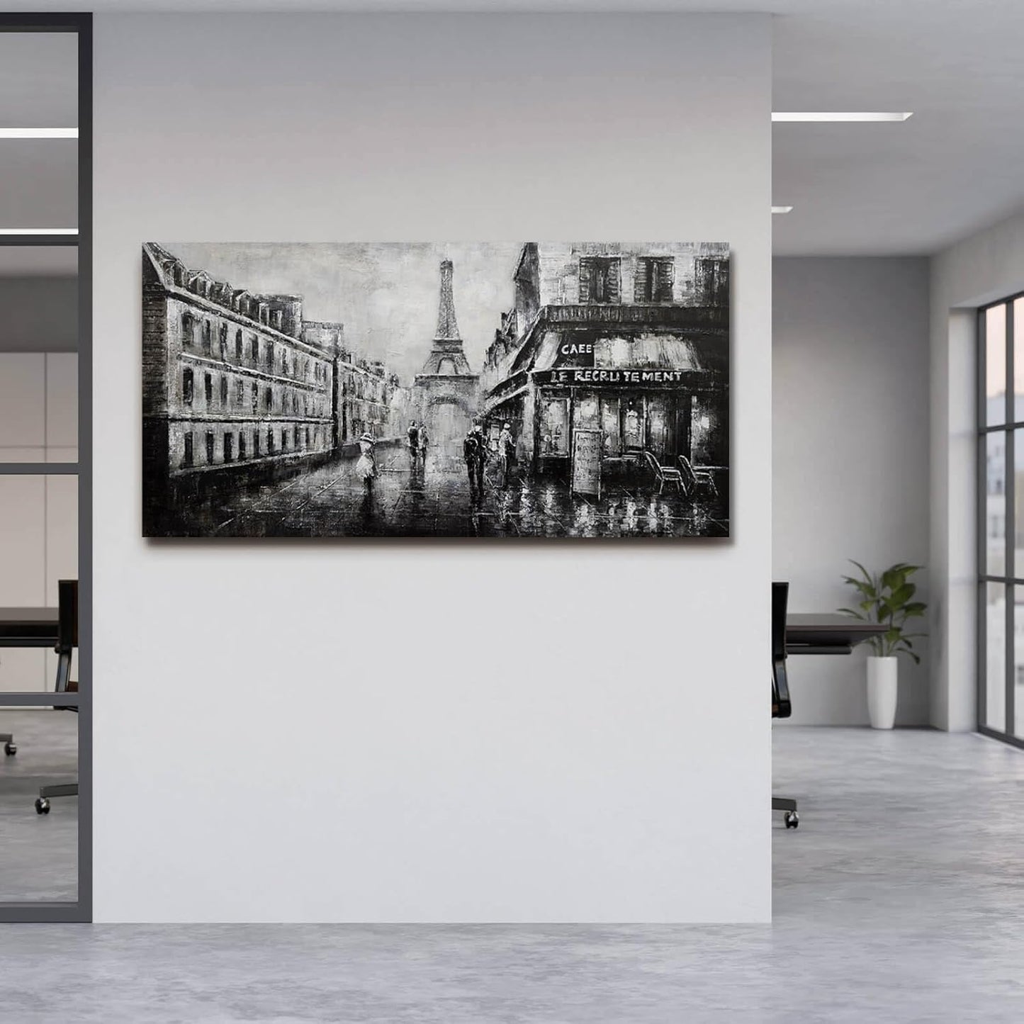 Paris Wall Art Eiffel Tower Decor Black Bedroom Wall Decor Notre Dame Cathedral Canvas Prints Europe City Landscape Paintings for Living Room Home Decorations 24"x48"