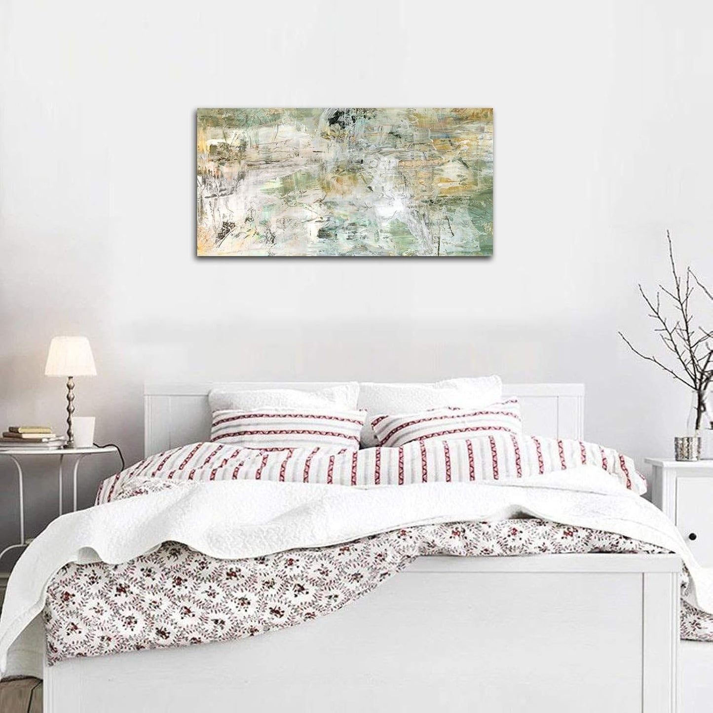 NINEASO Brown Green Abstract Wall Art - Unearthed World Abstract Canvas Pictures for Wall Decor Modern Abstract Canvas Painting Artwork for Living Room Bedroom Home Office Wall Decorations 24" x 48"